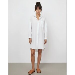 Rails Parson Shirt Dress Long Sleeve Button Down Mini Eco Friendly white XS-M